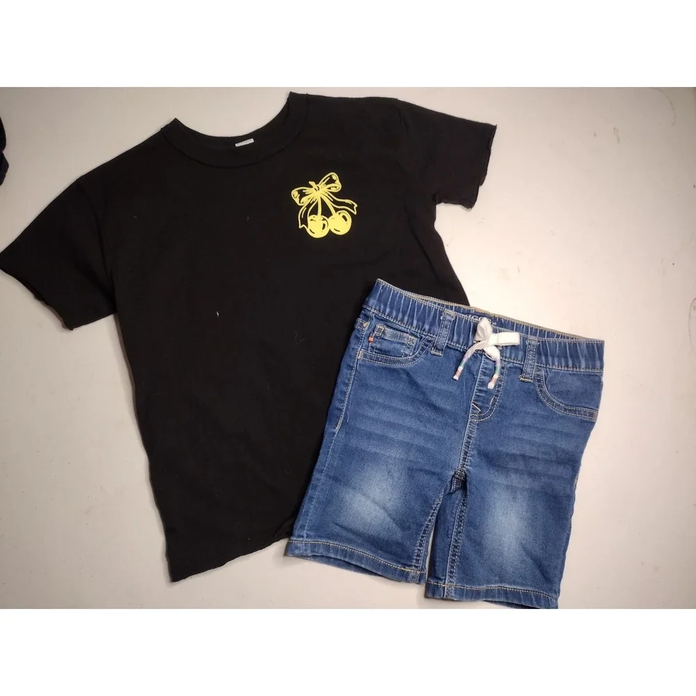 Old Navy Stick Together Cherry Shirt and Vigoss Denim Malibu Shorts Set Kids 5/6